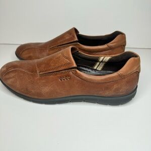 Ecco Womens  Flats Size 40 Brown Leather Slip On Loafer Dress Shoes